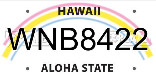 WNB8422 Hawaii License Plate