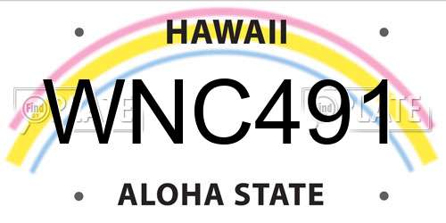 WNC491 Hawaii License Plate