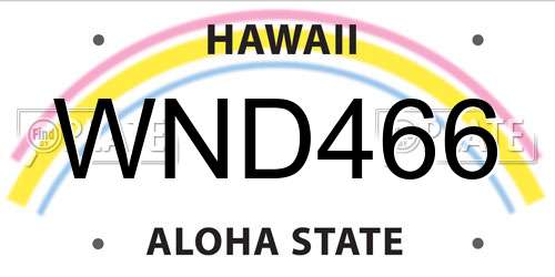 WND466 Hawaii License Plate
