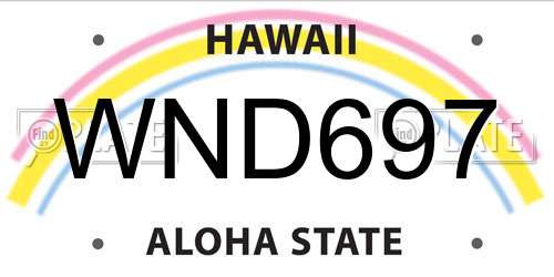 WND697 Hawaii License Plate