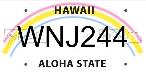 WNJ244 Hawaii License Plate