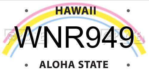 WNR949 Hawaii License Plate