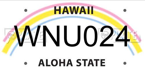 WNU024 Hawaii License Plate