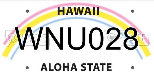 WNU028 Hawaii License Plate