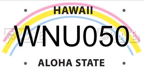 WNU050 Hawaii License Plate