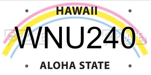 WNU240 Hawaii License Plate