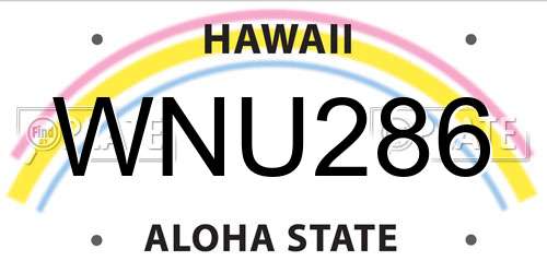 WNU286 Hawaii License Plate