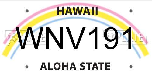 WNV191 Hawaii License Plate