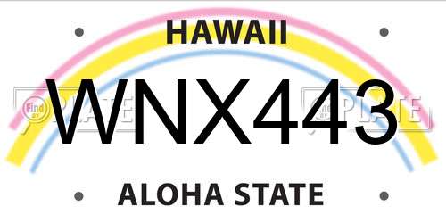 WNX443 Hawaii License Plate