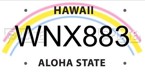 WNX883 Hawaii License Plate
