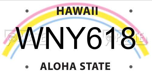 WNY618 Hawaii License Plate