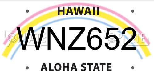 WNZ652 Hawaii License Plate