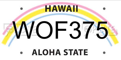 WOF375 Hawaii License Plate