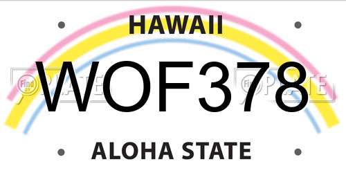 WOF378 Hawaii License Plate