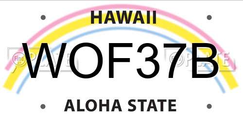 WOF37B Hawaii License Plate