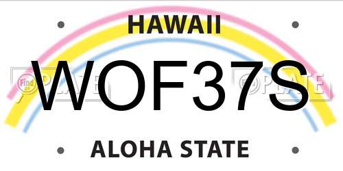 WOF37S Hawaii License Plate