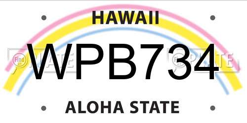 WPB734 Hawaii License Plate