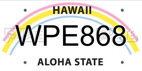 WPE868 Hawaii License Plate