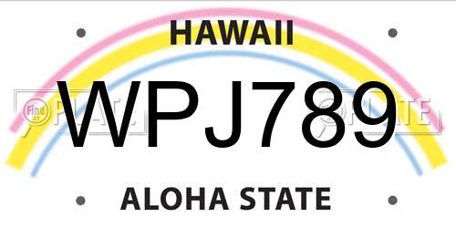 WPJ789 Hawaii License Plate