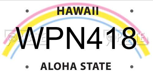 WPN418 Hawaii License Plate