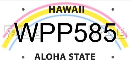 WPP585 Hawaii License Plate