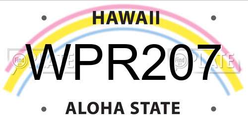 WPR207 Hawaii License Plate