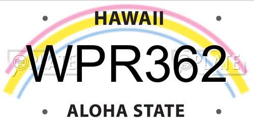 WPR362 Hawaii License Plate
