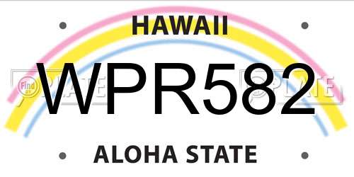 WPR582 Hawaii License Plate