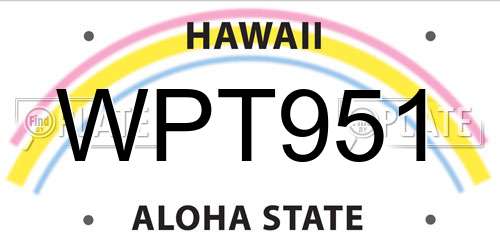 WPT951 Hawaii License Plate