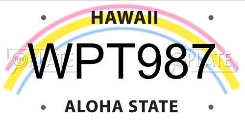 WPT987 Hawaii License Plate