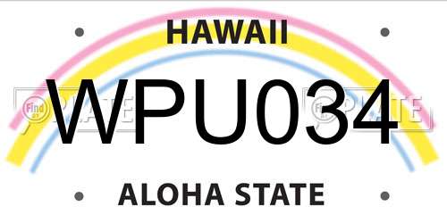 WPU034 Hawaii License Plate