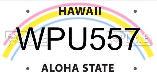 WPU557 Hawaii License Plate