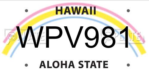 WPV981 Hawaii License Plate