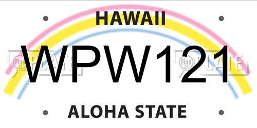 WPW121 Hawaii License Plate