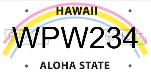 WPW234 Hawaii License Plate