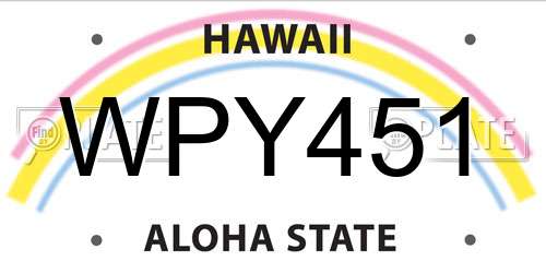 WPY451 Hawaii License Plate
