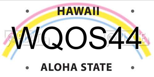 WQOS44 Hawaii License Plate