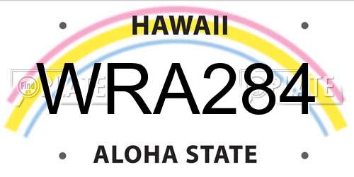 WRA284 Hawaii License Plate