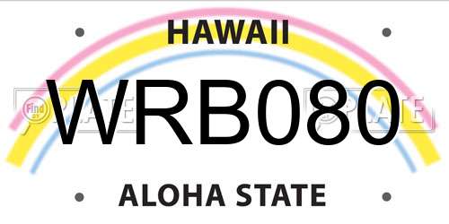 WRB080 Hawaii License Plate