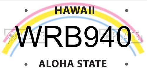 WRB940 Hawaii License Plate