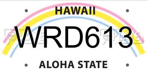 WRD613 Hawaii License Plate
