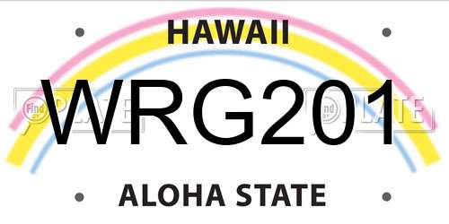 WRG201 Hawaii License Plate