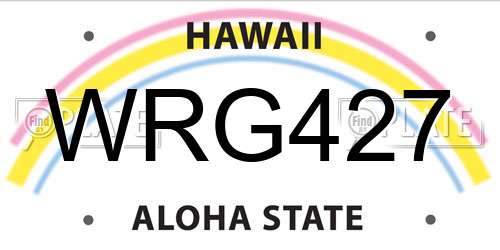WRG427 Hawaii License Plate