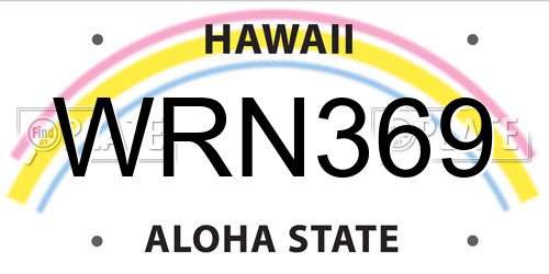 WRN369 Hawaii License Plate