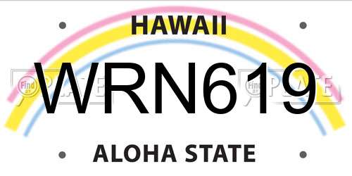 WRN619 Hawaii License Plate
