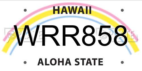 WRR858 Hawaii License Plate