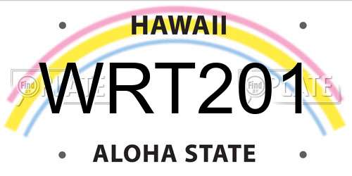 WRT201 Hawaii License Plate