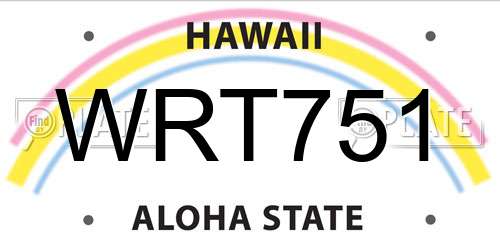 WRT751 Hawaii License Plate