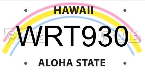 WRT930 Hawaii License Plate