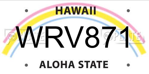 WRV871 Hawaii License Plate